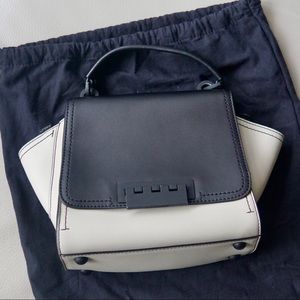 ZAC Zac Posen Leather Black&Ivory Top Handle Bag